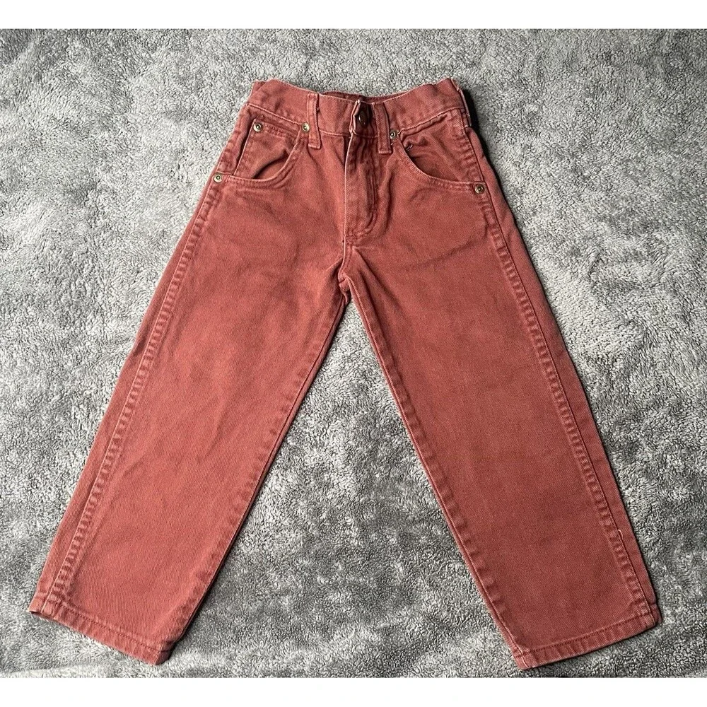 Vtg Wrangler 80s/90s 4 Slim Red Rust Jeans 928L88R Denim Made In USA 3T-4T
